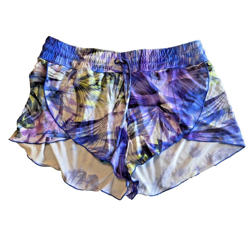Athleta Small Kailua Petal Athletic Running Shorts Purple Blue Lined Lightweight